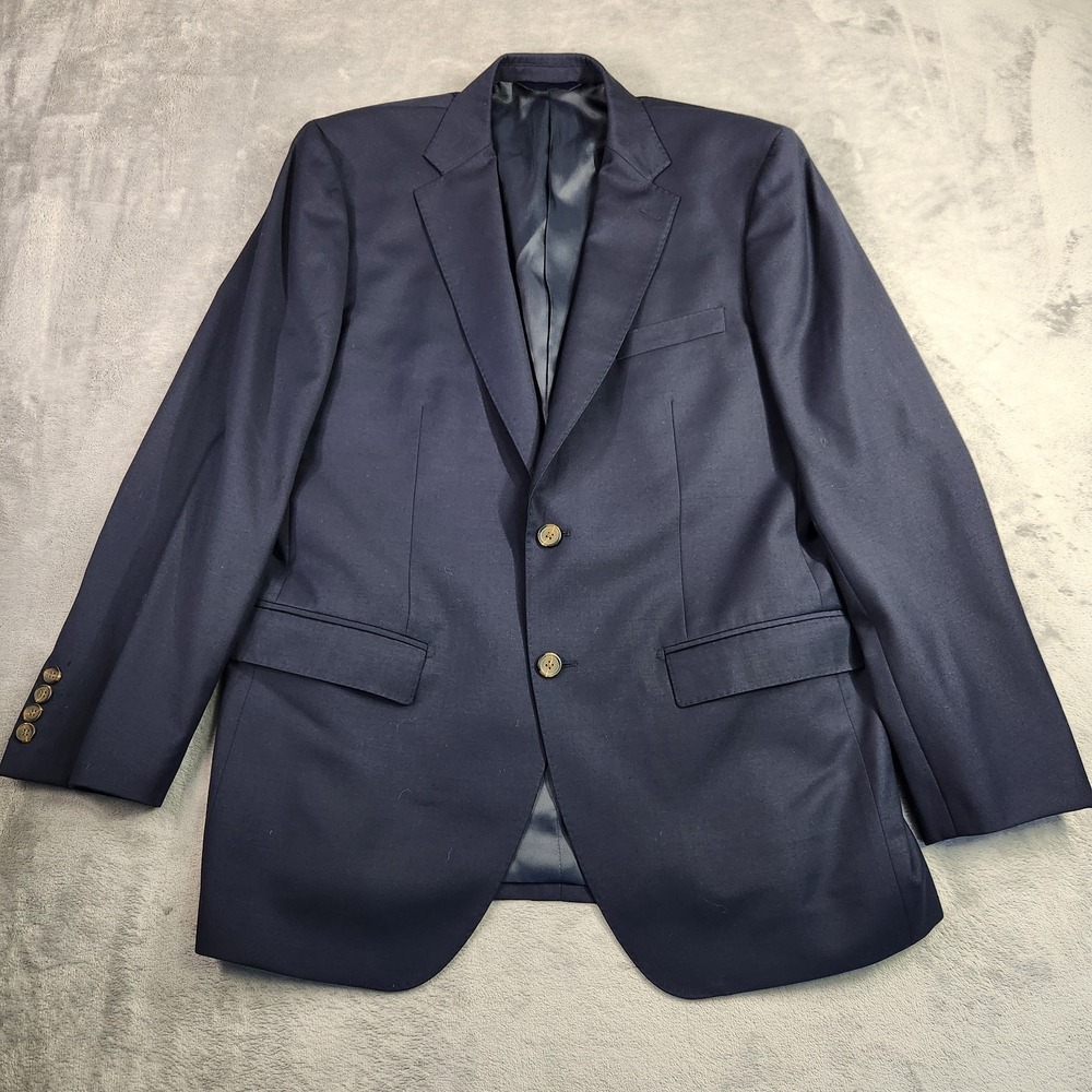 MaxDavoli Baroni Suit Jacket Blazer 42R Navy Blue 100% Wool Super 150s Flaw